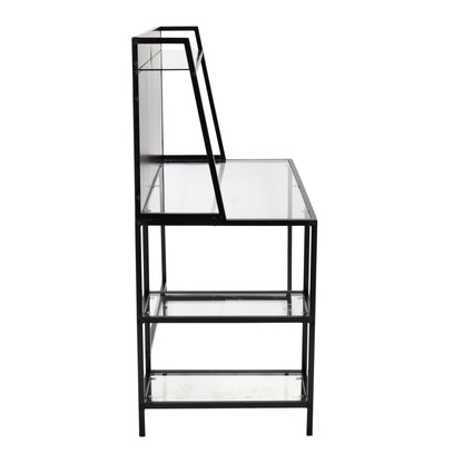 Black Glass Metal Desk - Large Office Work Surface