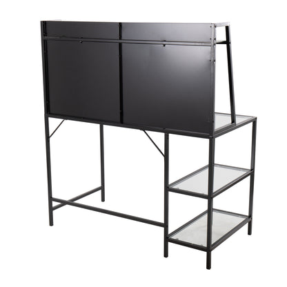 Black Glass Metal Desk - Large Office Work Surface