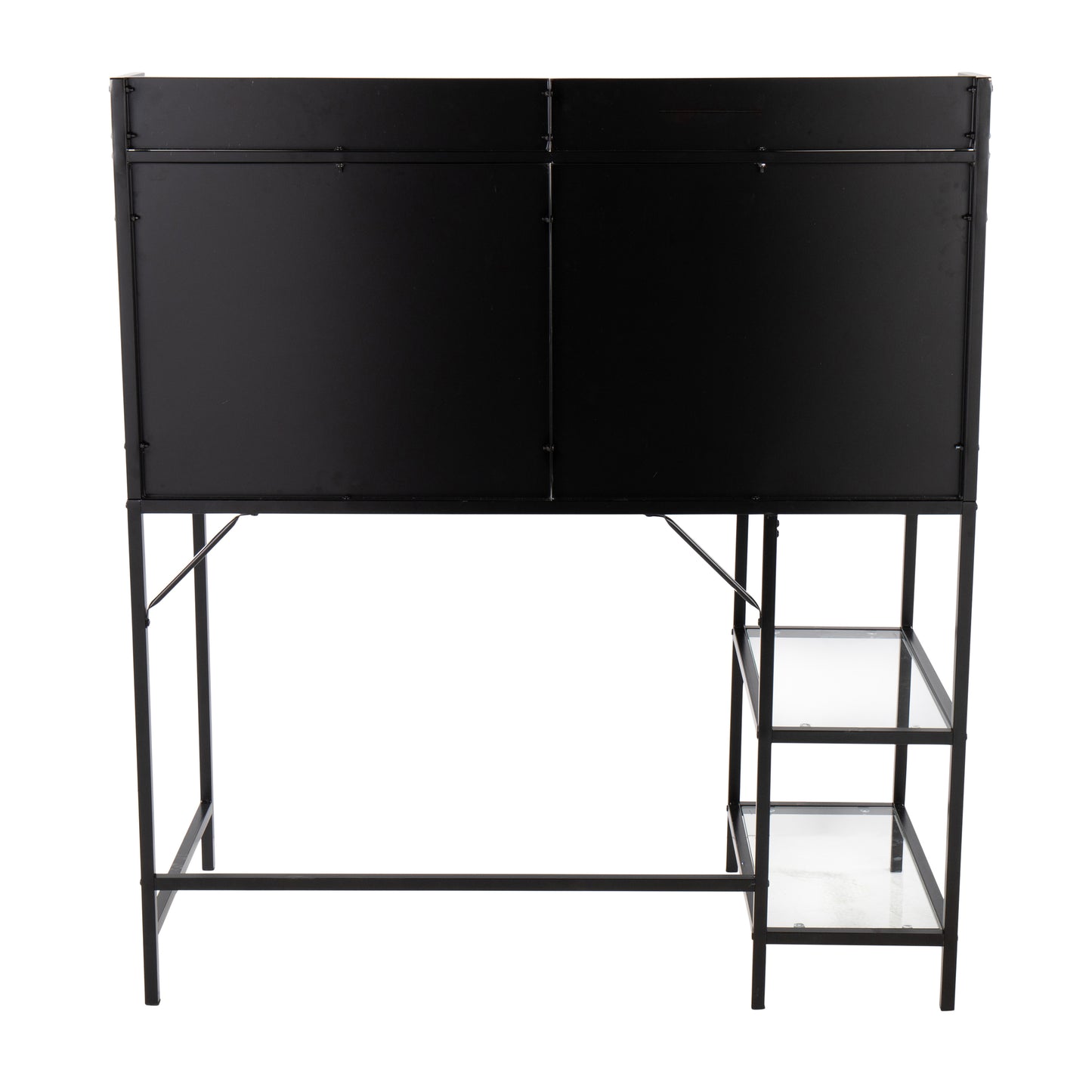 Black Glass Metal Desk - Large Office Work Surface