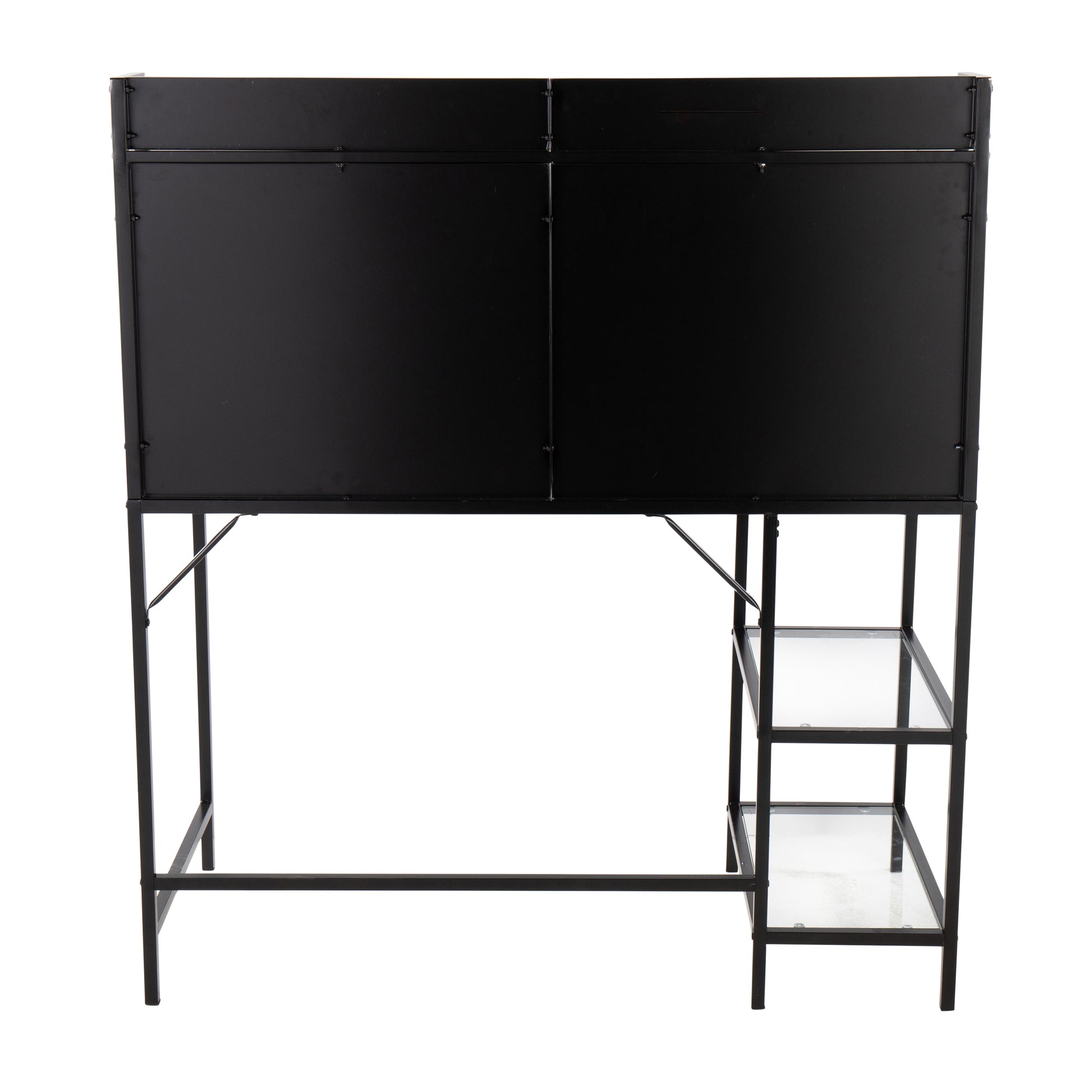 Black Glass Metal Desk - Large Office Work Surface