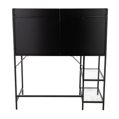 Black Glass Metal Desk - Large Office Work Surface
