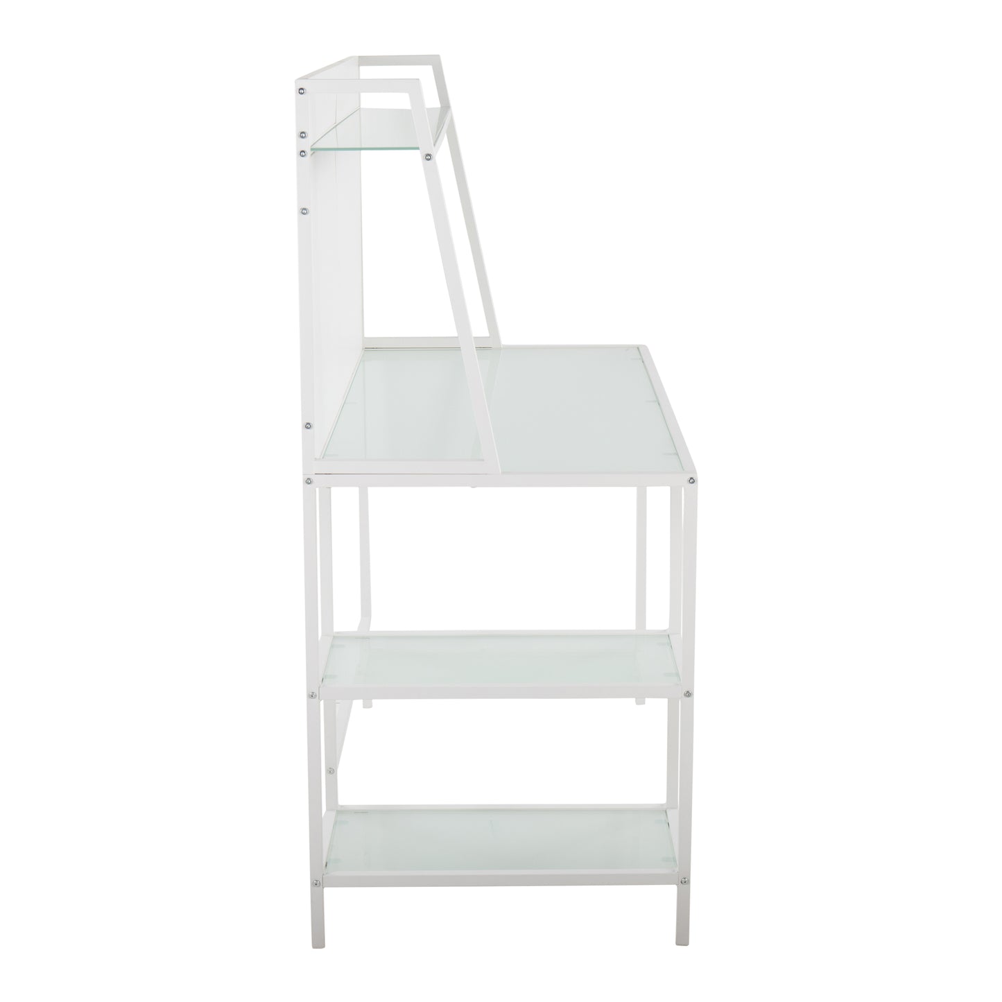 White Glass Metal Desk - Large Office Work Surface