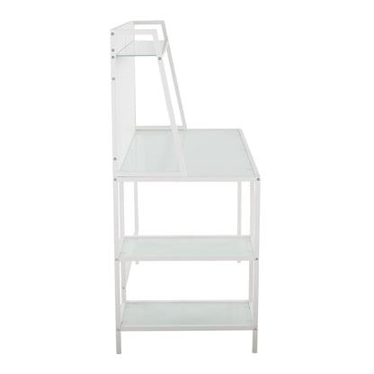 White Glass Metal Desk - Large Office Work Surface