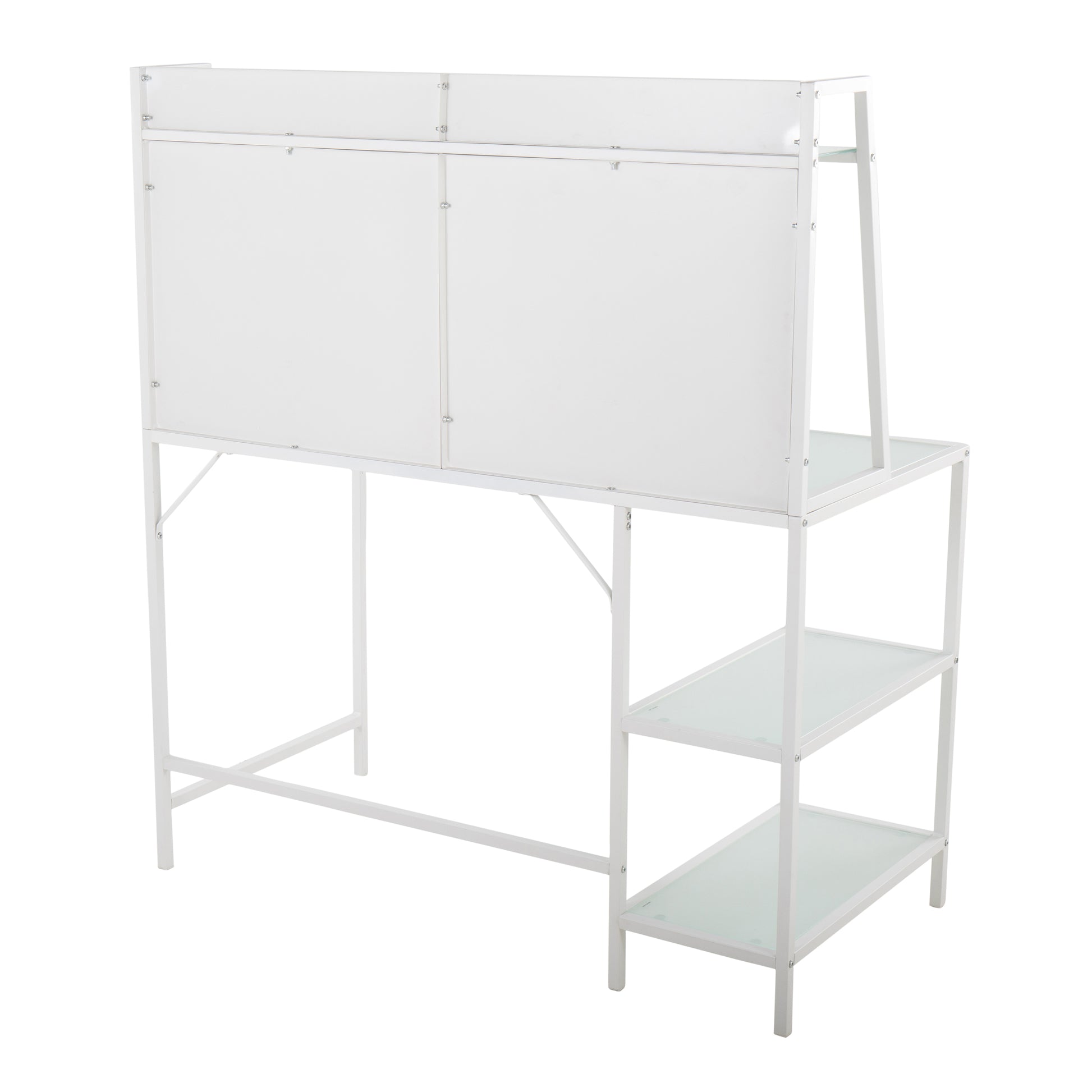 White Glass Metal Desk - Large Office Work Surface