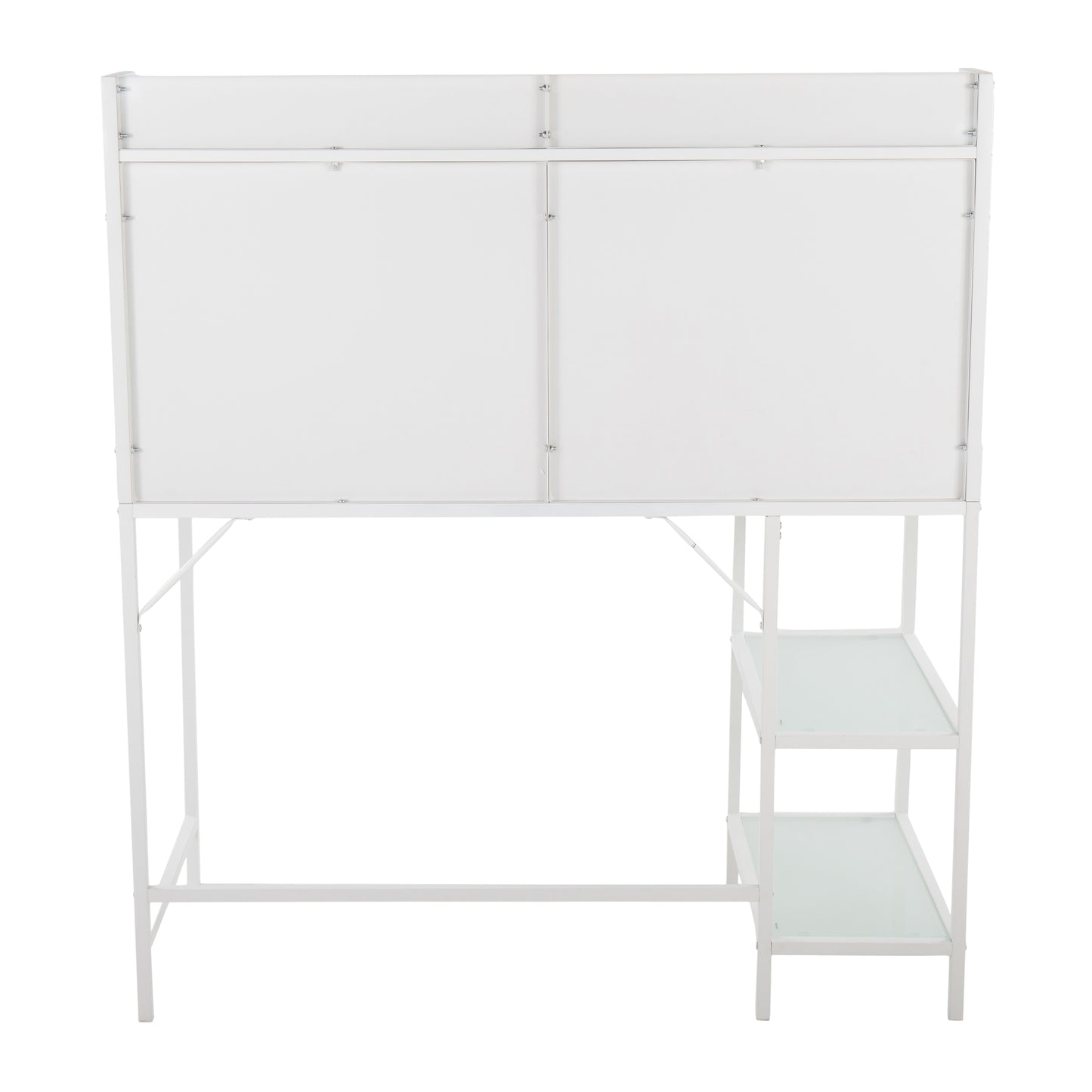 White Glass Metal Desk - Large Office Work Surface