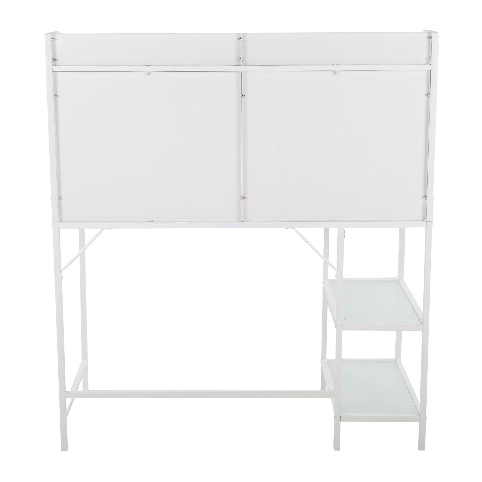 White Glass Metal Desk - Large Office Work Surface
