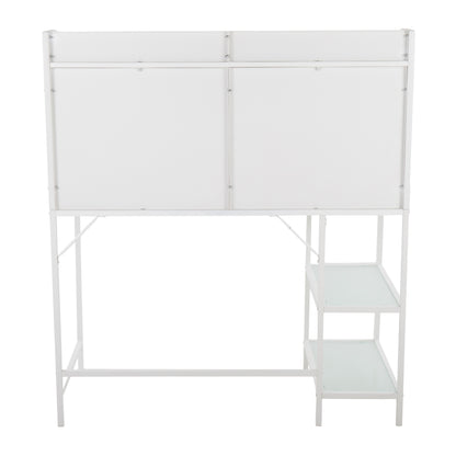 White Glass Metal Desk - Large Office Work Surface