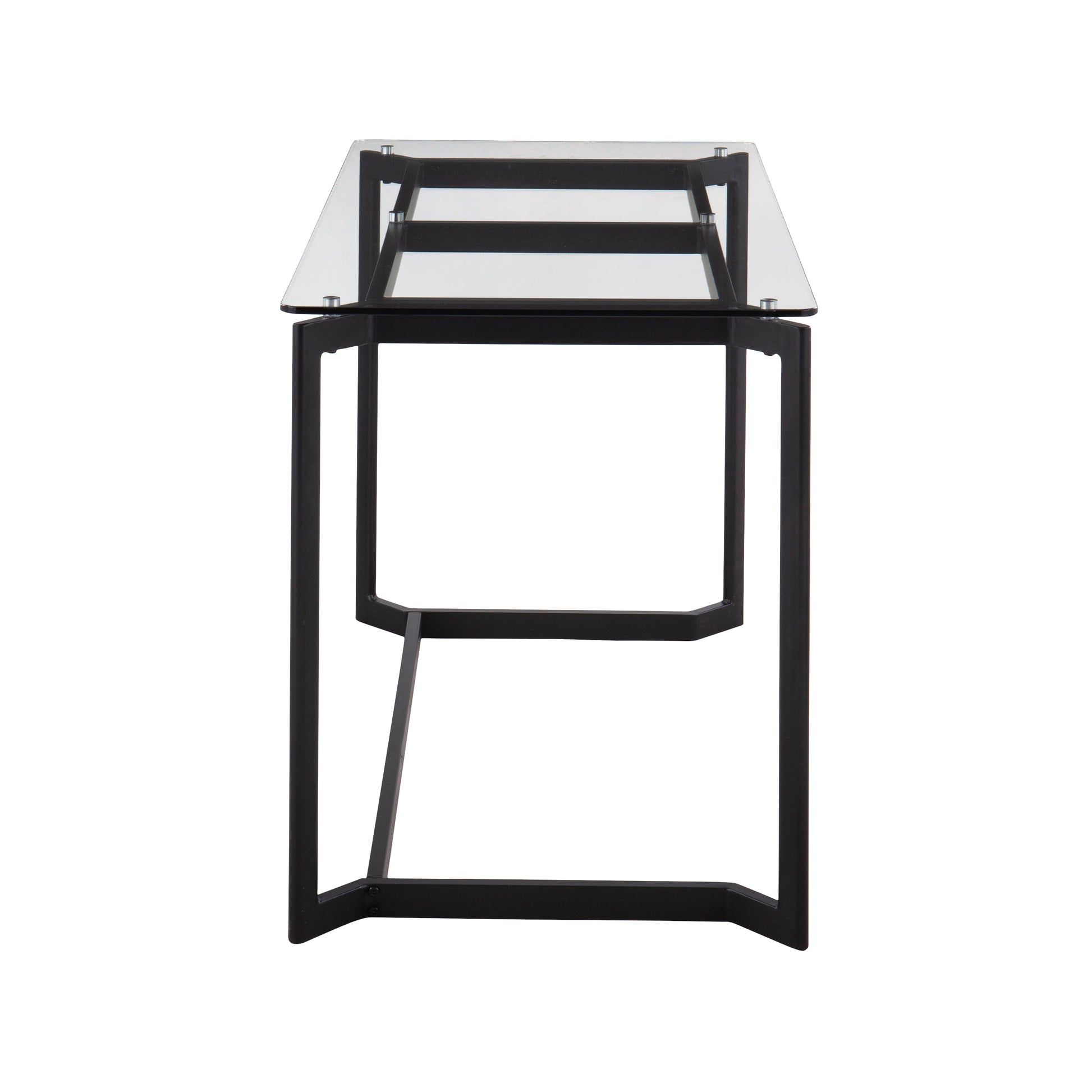 Clear Glass and Metal Modern Office Desk for Home Workspace