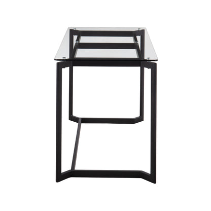 Clear Glass and Metal Modern Office Desk for Home Workspace