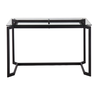 Clear Glass and Metal Modern Office Desk for Home Workspace