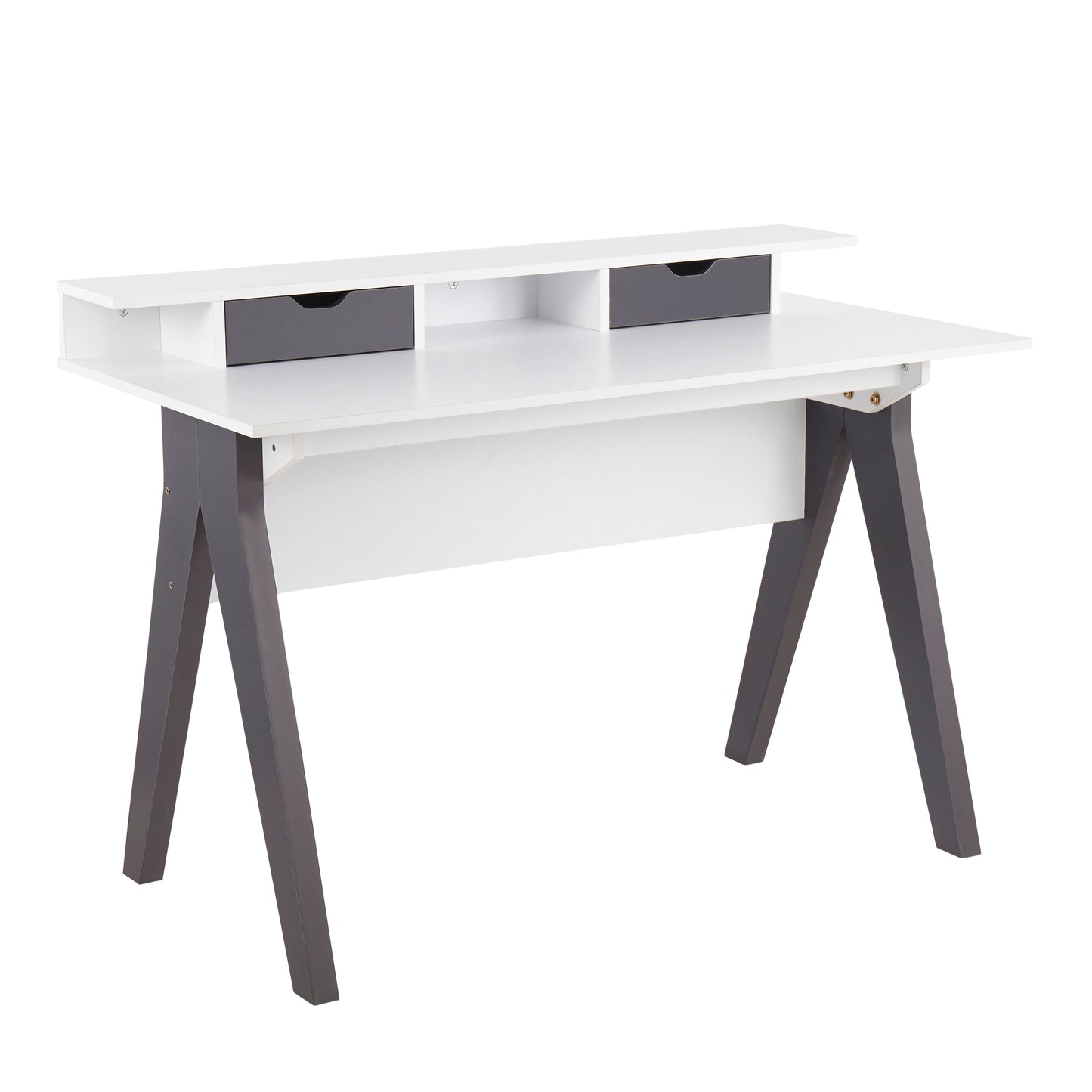 Wishbone Contemporary Desk in Grey and White Wood