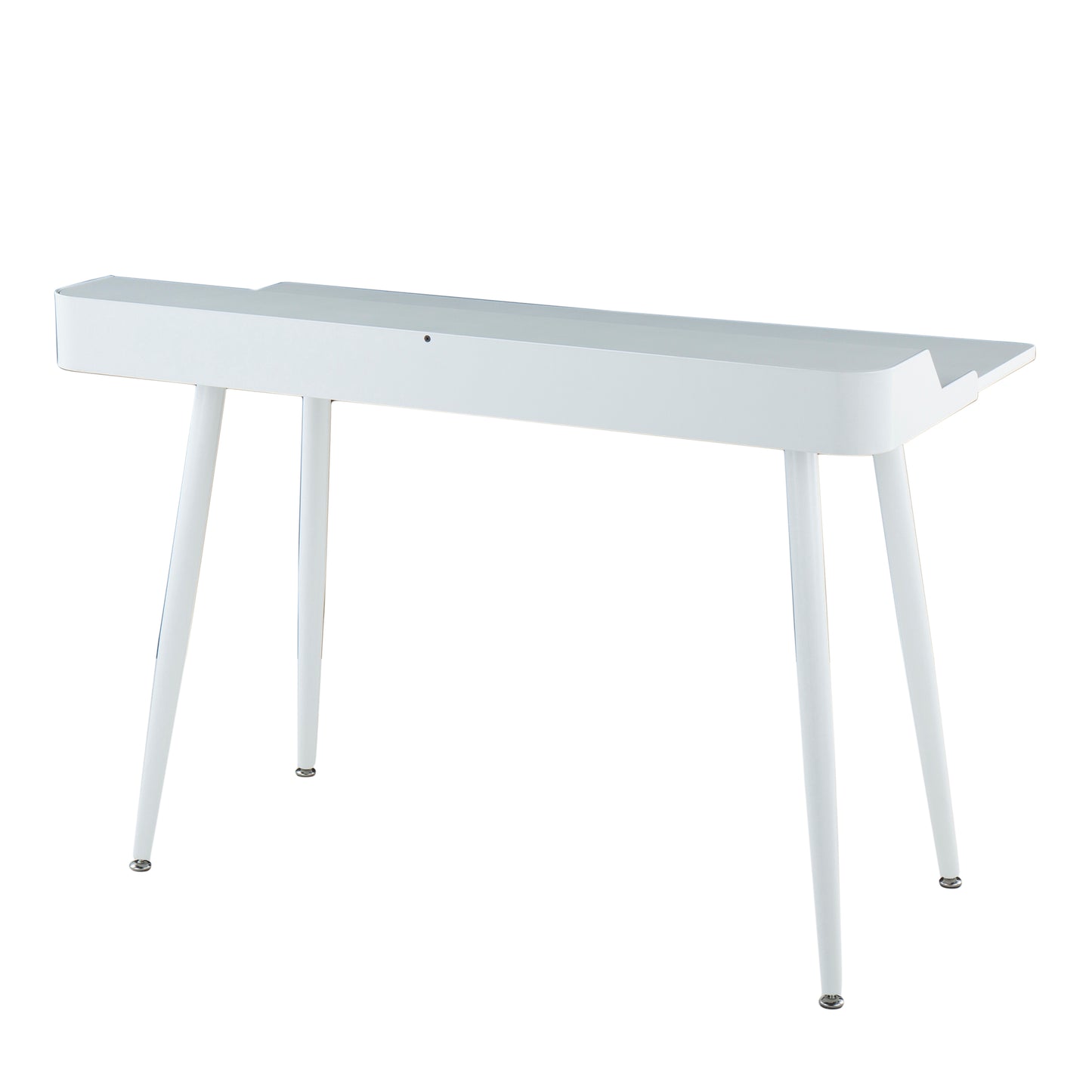 White Steel Desk with Storage - Natural Wood Accents