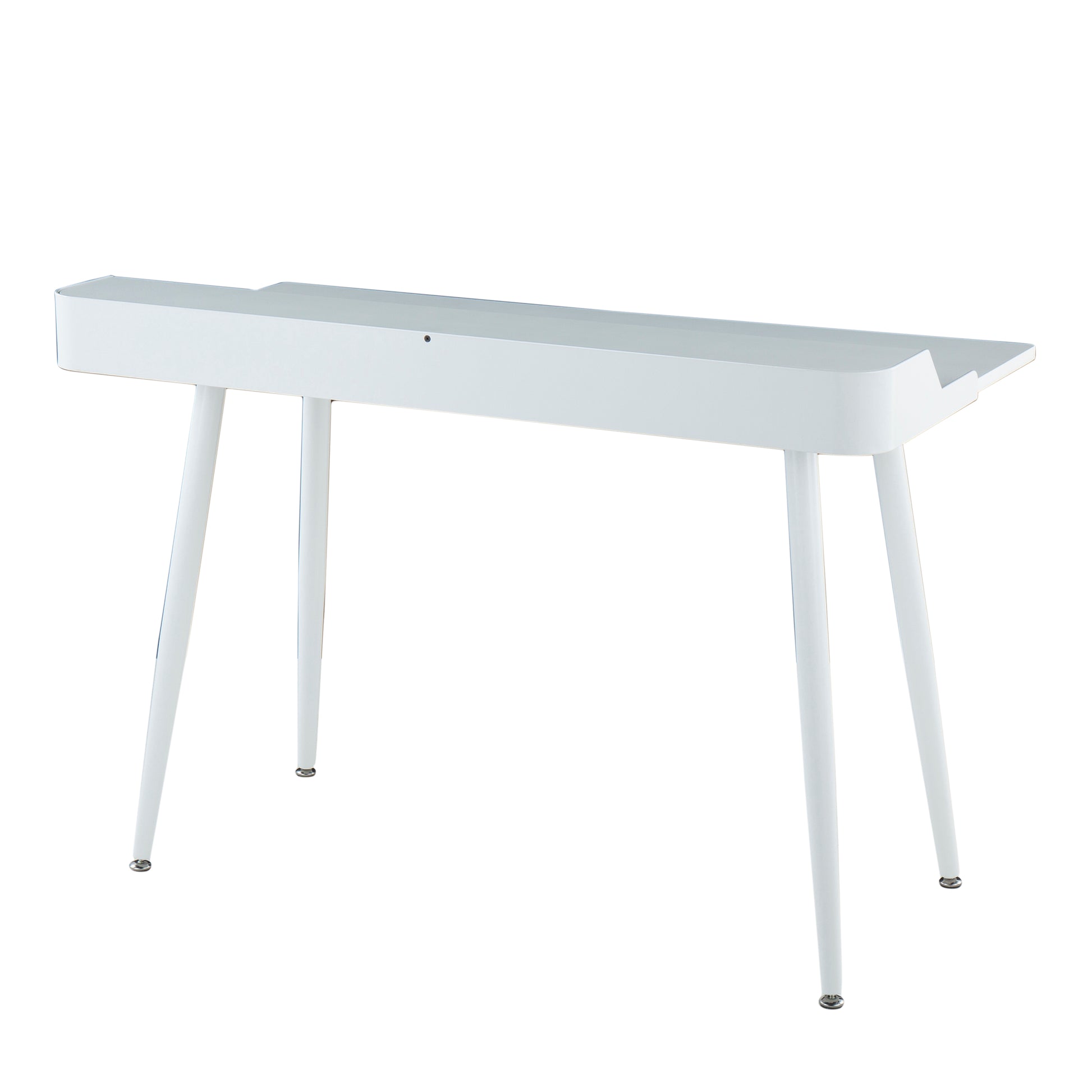 White Steel Desk with Storage - Natural Wood Accents