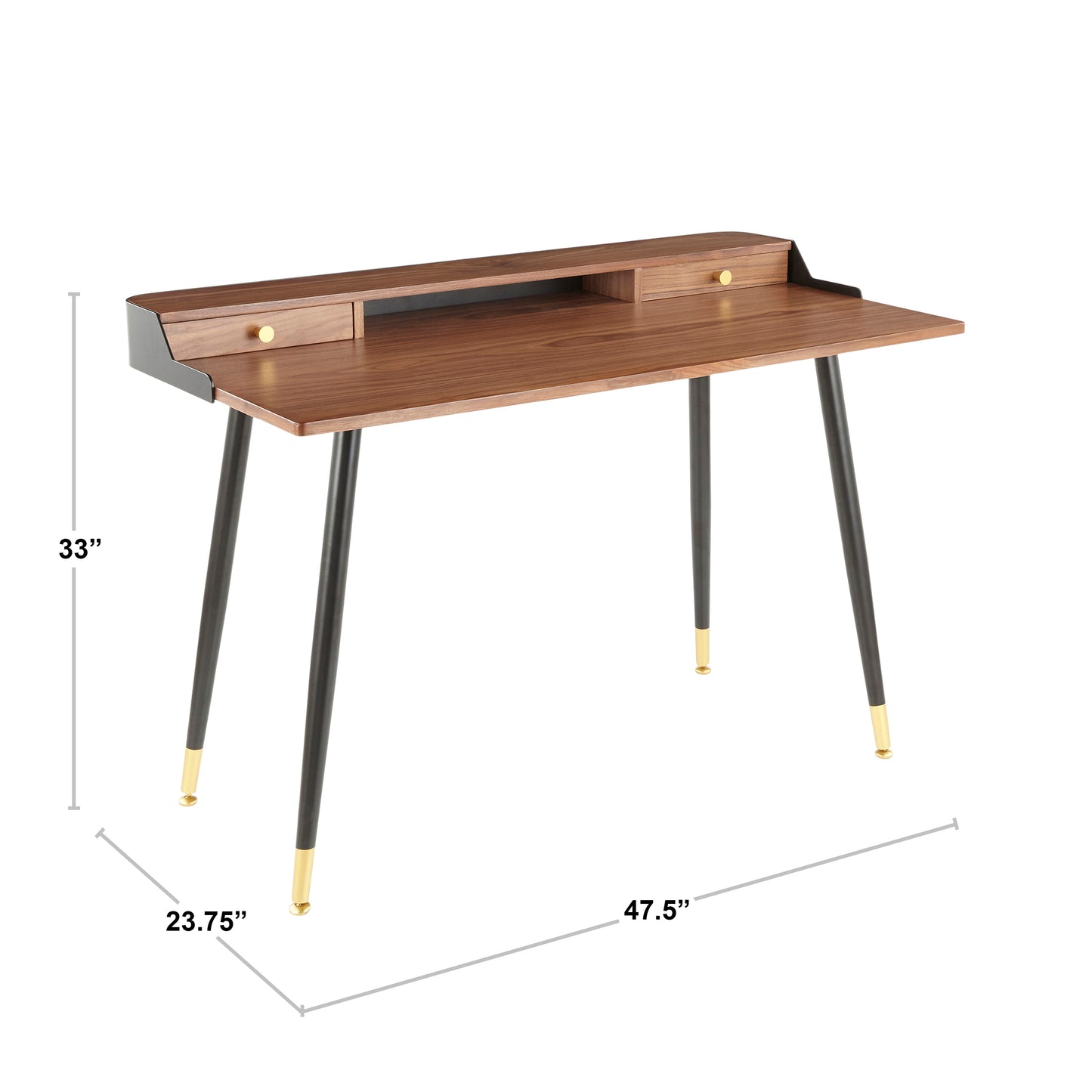 White Steel Desk with Storage - Natural Wood Accents
