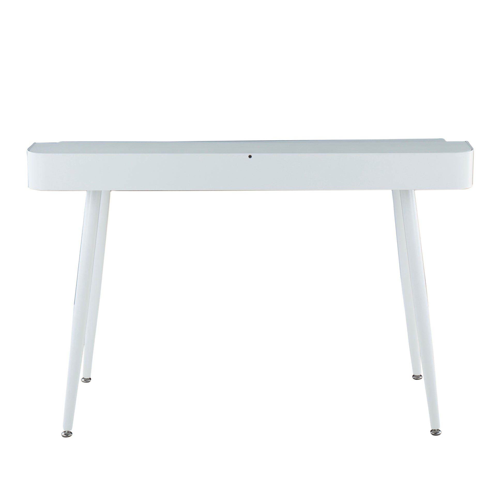 Desk in White Steel and White and Natural Wood with White Accents