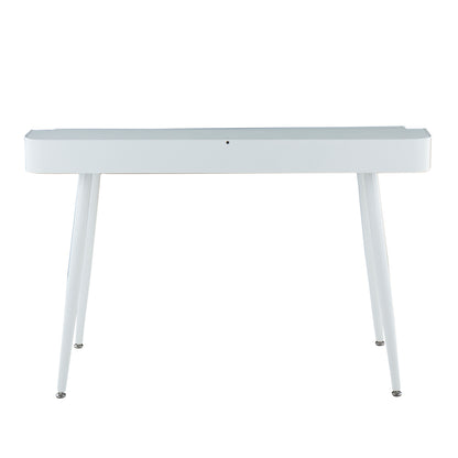 Desk in White Steel and White and Natural Wood with White Accents