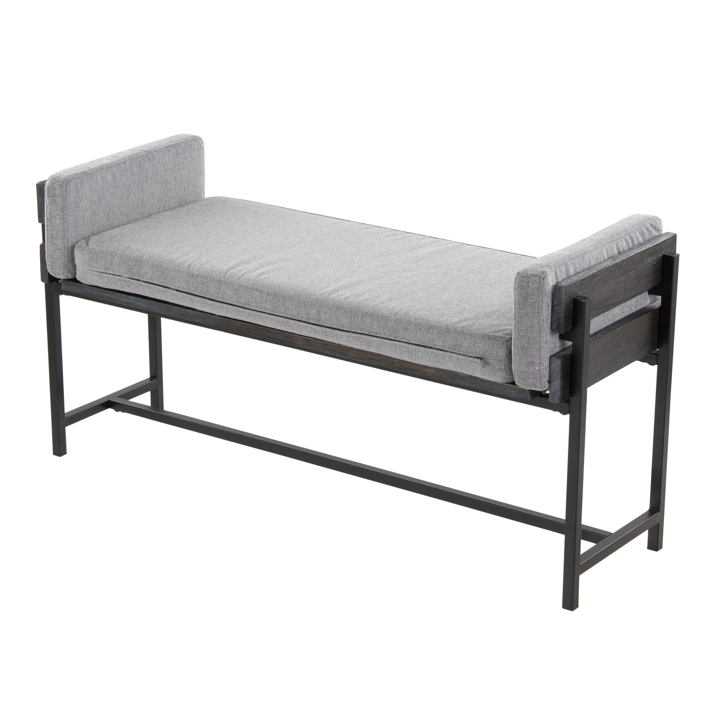 Grey Fabric Bench - 16" x 45.25" Entryway Bench for Bedroom