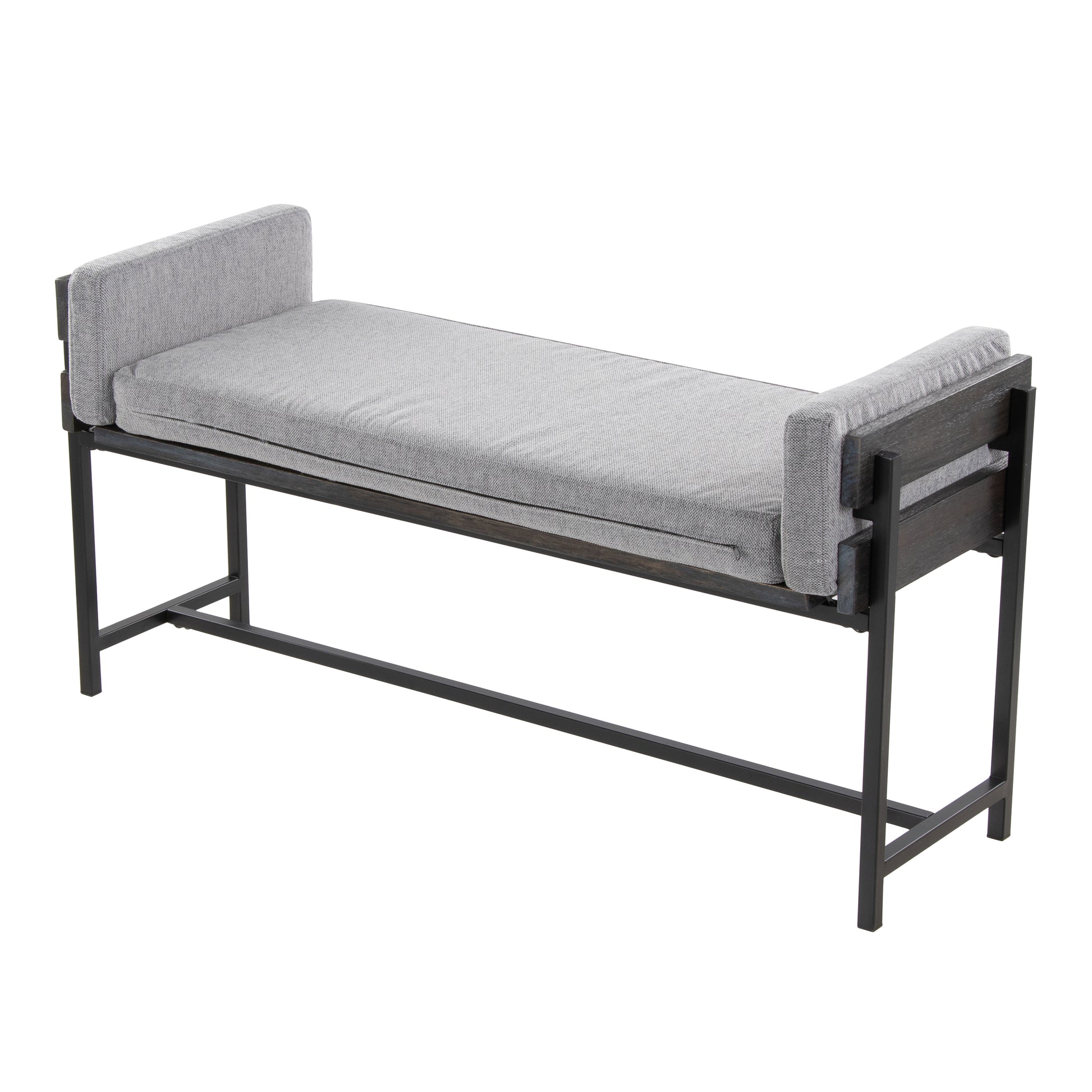 Grey Fabric Bench - 16" x 45.25" Entryway Bench for Bedroom