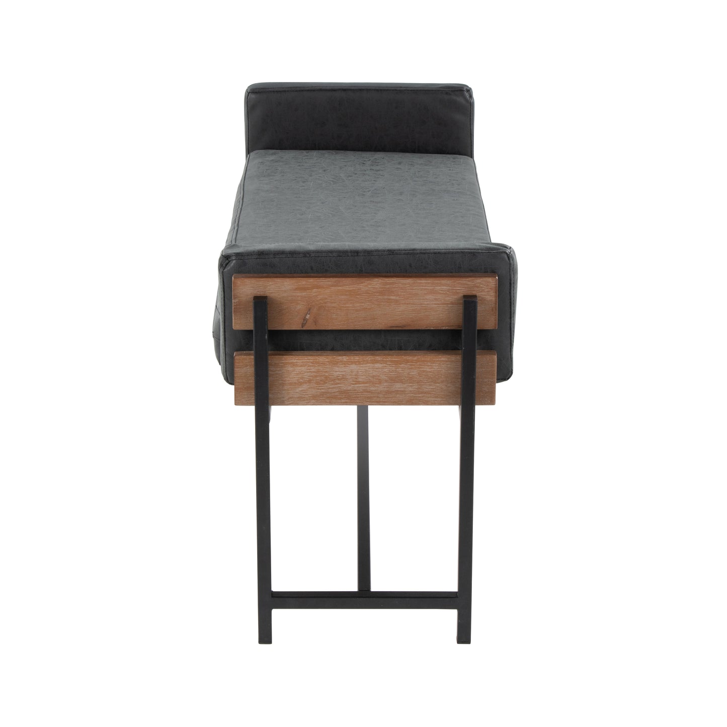 Black Faux Leather Entryway Bench 16" x 45.25"