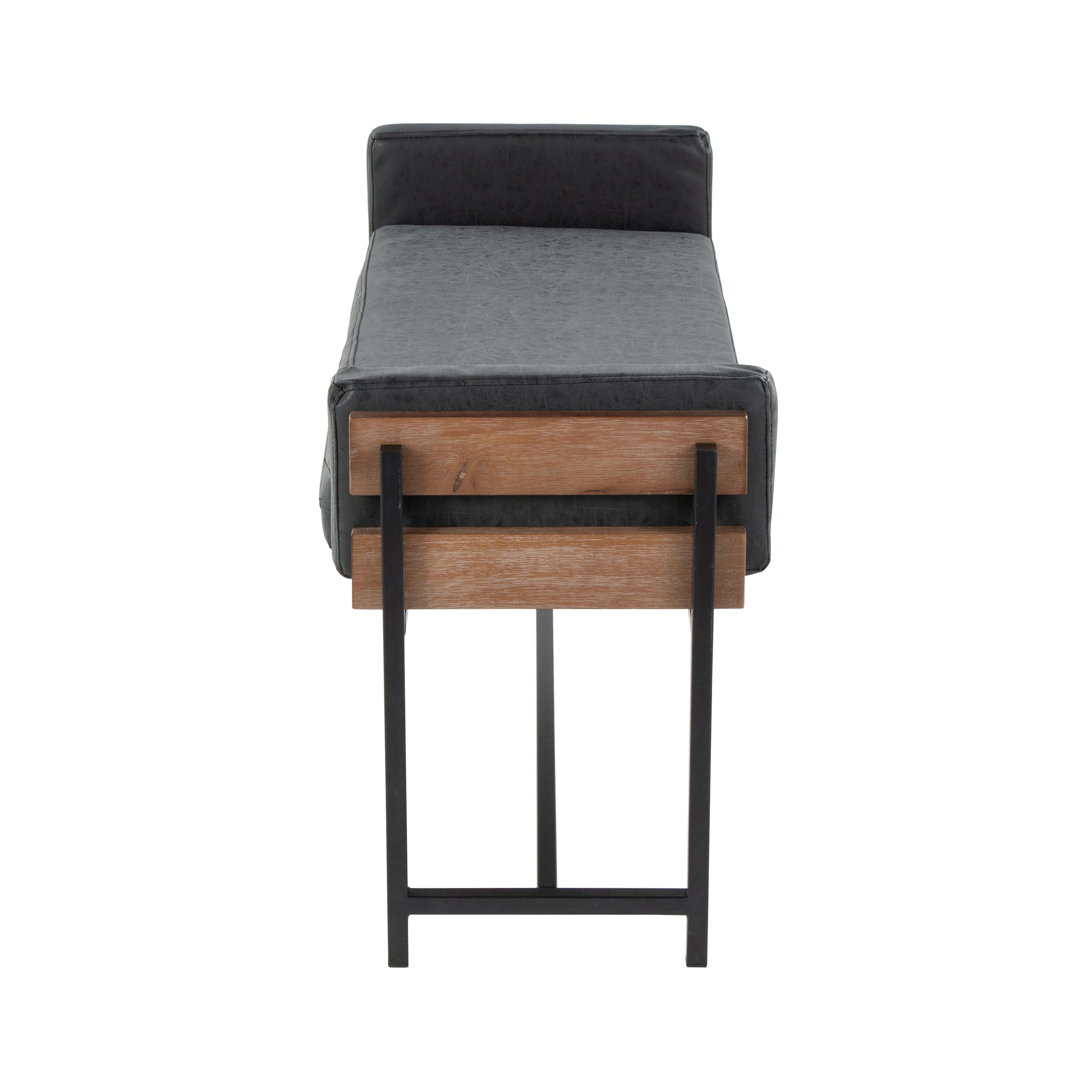 Black Faux Leather Entryway Bench 16" x 45.25"