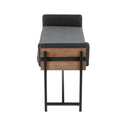 Black Faux Leather Entryway Bench 16" x 45.25"
