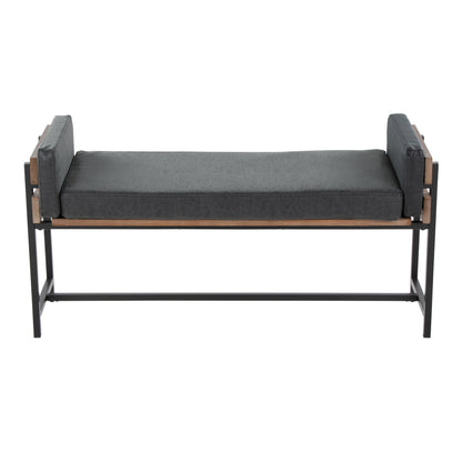 Black Faux Leather Entryway Bench 16" x 45.25"