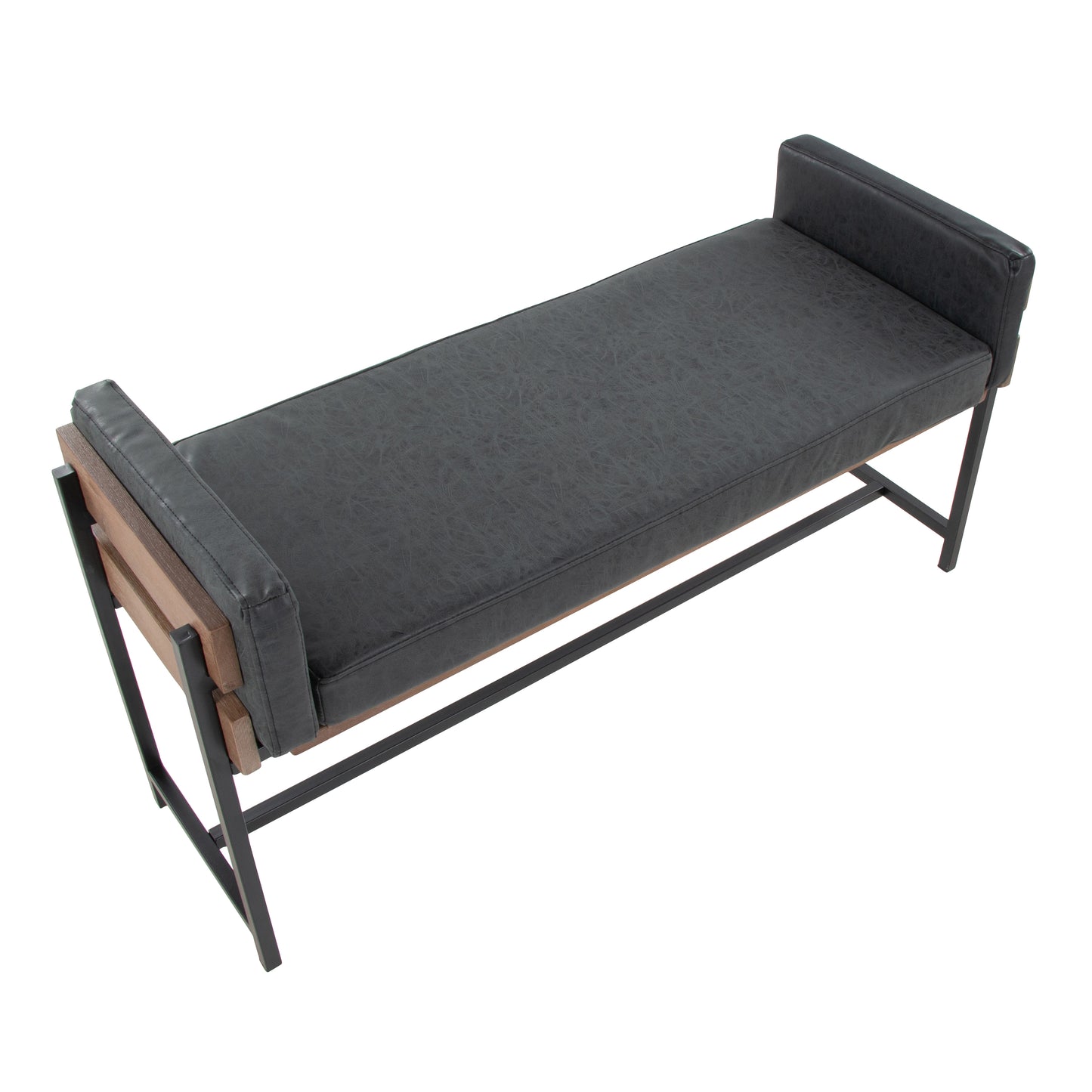 Black Faux Leather Entryway Bench 16" x 45.25"