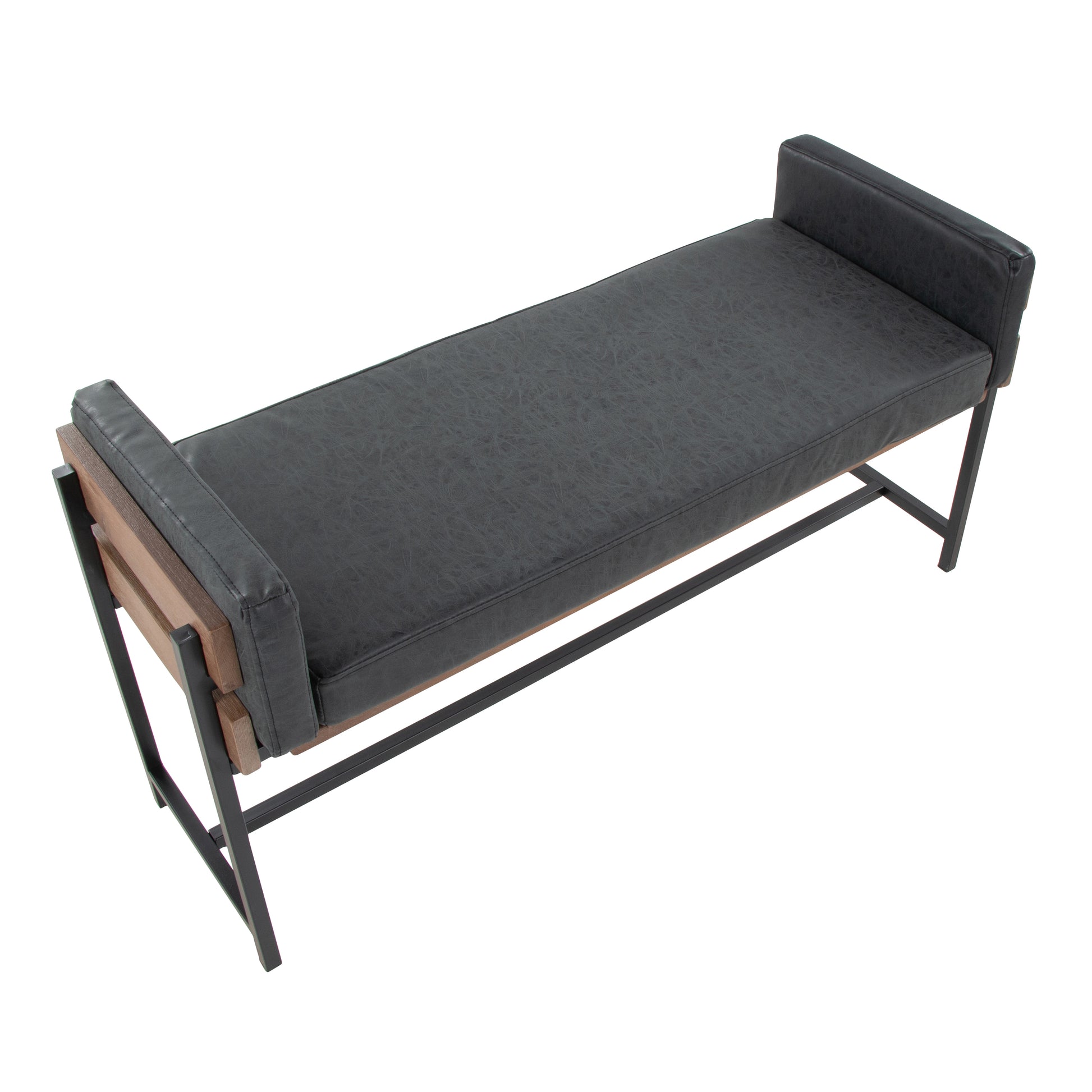 Black Faux Leather Entryway Bench 16" x 45.25"