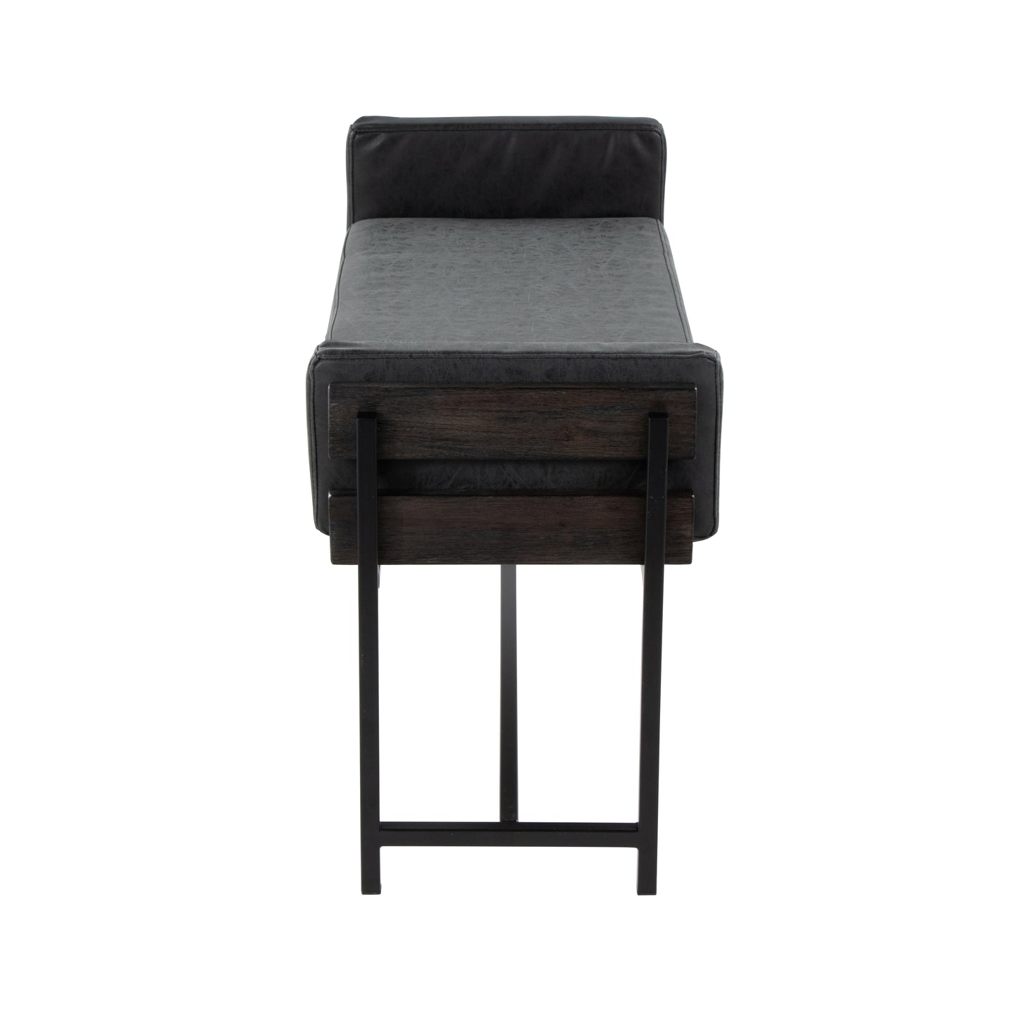 Black Faux Leather Farmhouse Bench for Entryway or Living Room for Bedroom