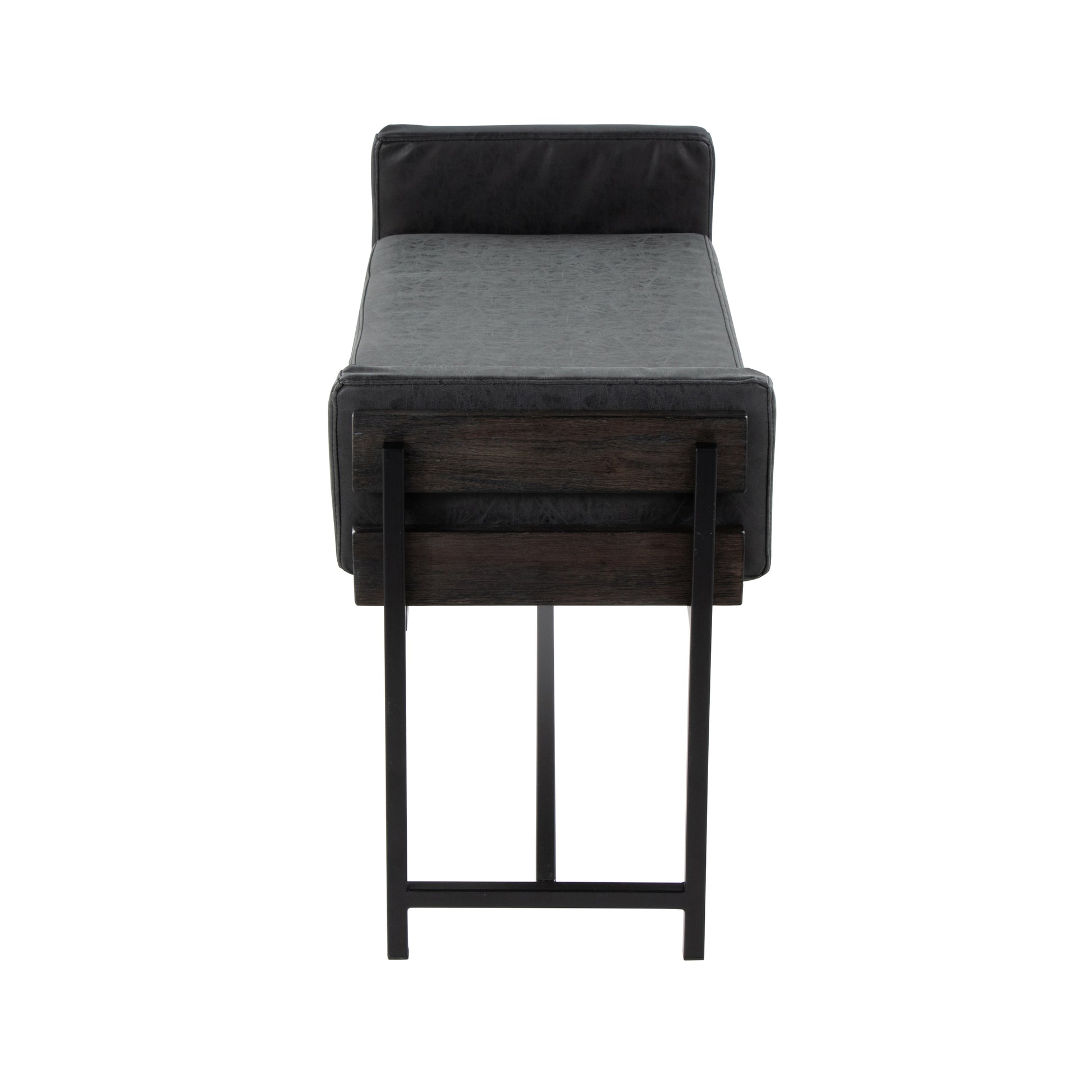 Black Faux Leather Farmhouse Bench for Entryway or Living Room for Bedroom