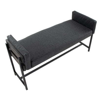 Black Faux Leather Farmhouse Bench for Entryway or Living Room for Bedroom
