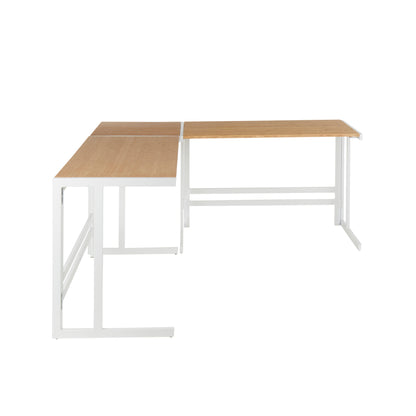Natural Bamboo L-Shaped Office Desk - 22.25 x 67.25 Inches