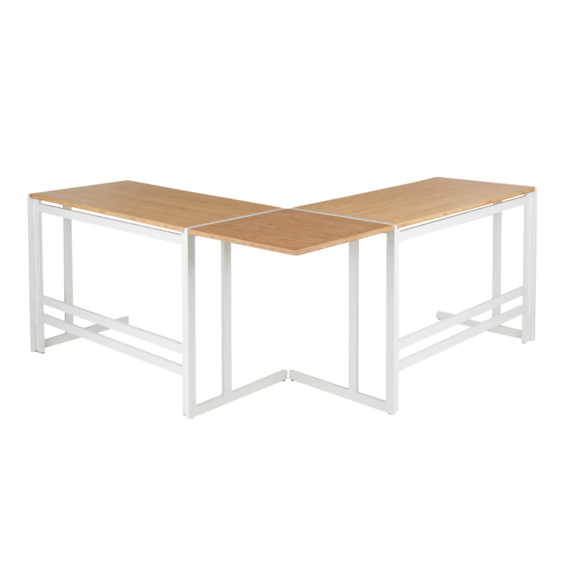 Natural Bamboo L-Shaped Office Desk - 22.25 x 67.25 Inches