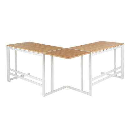 Natural Bamboo L-Shaped Office Desk - 22.25 x 67.25 Inches
