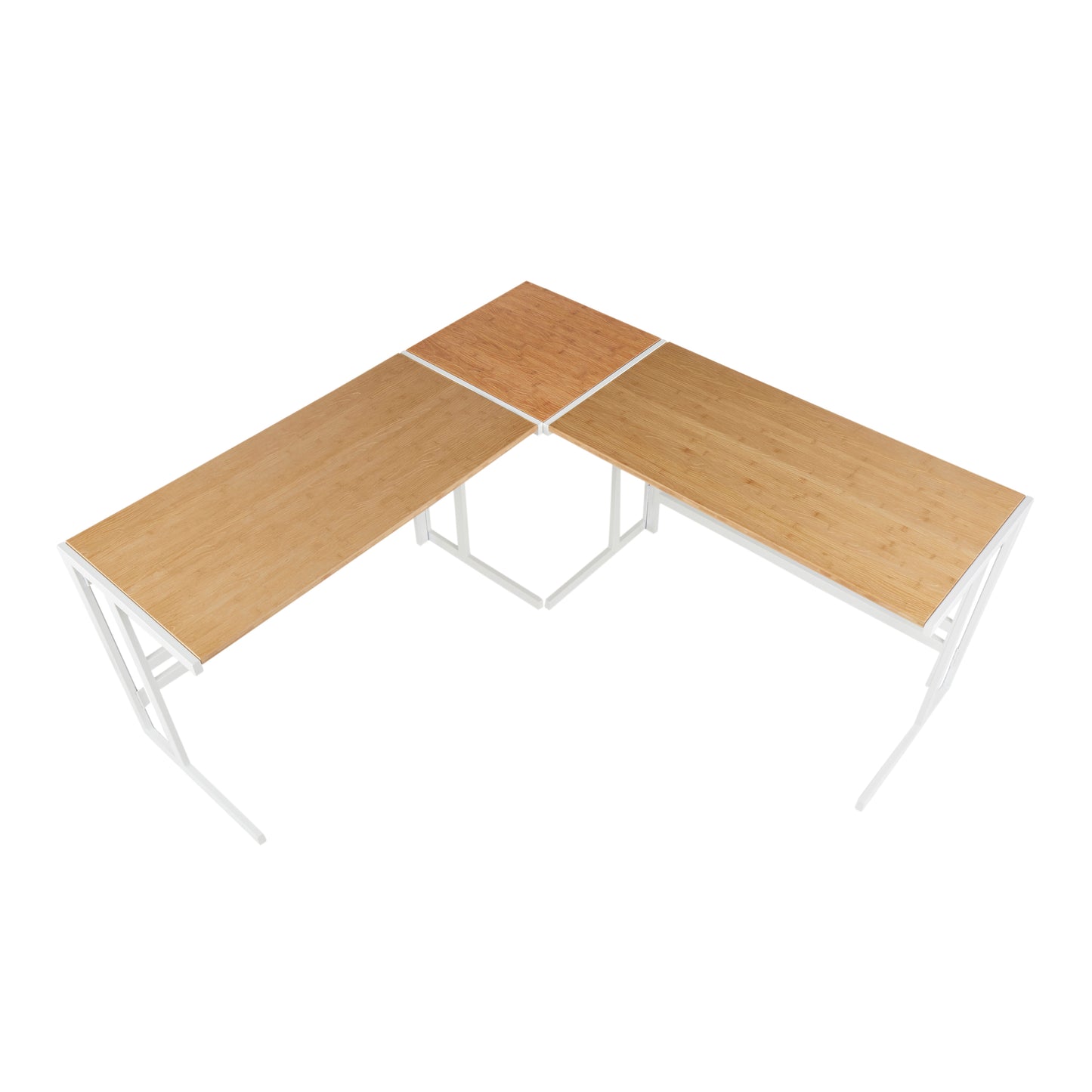 Natural Bamboo L-Shaped Office Desk - 22.25 x 67.25 Inches