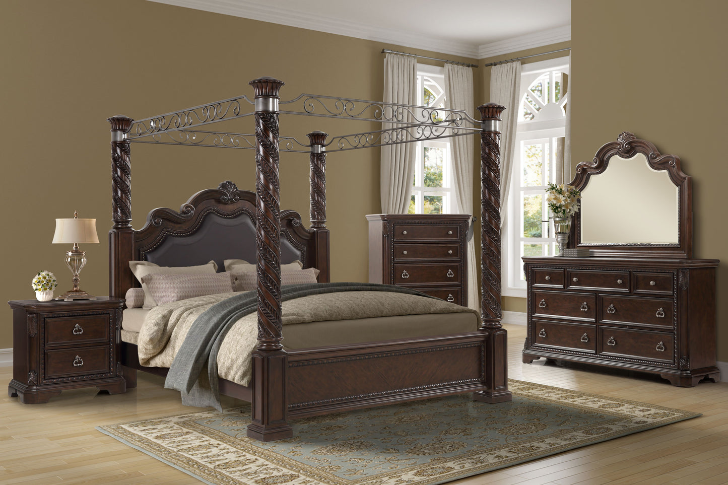 7-Drawer Mahogany Dresser - Solid Wood Finish for Bedroom