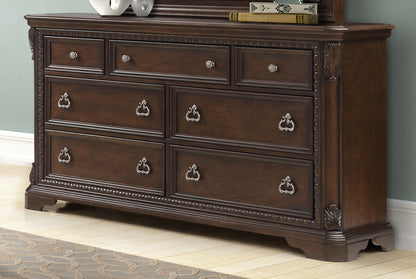 7-Drawer Mahogany Dresser - Solid Wood Finish for Bedroom