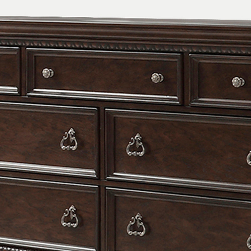 7-Drawer Mahogany Dresser - Solid Wood Finish for Bedroom