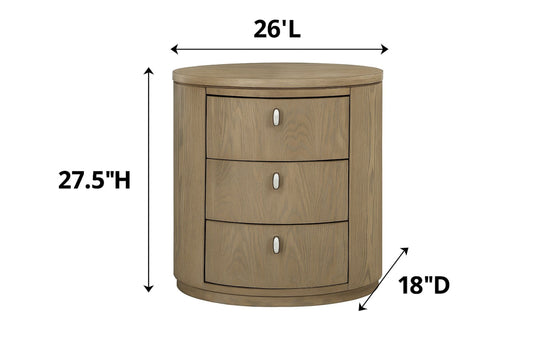 Beige Solid Wood Nightstand - 18x26x27.5"