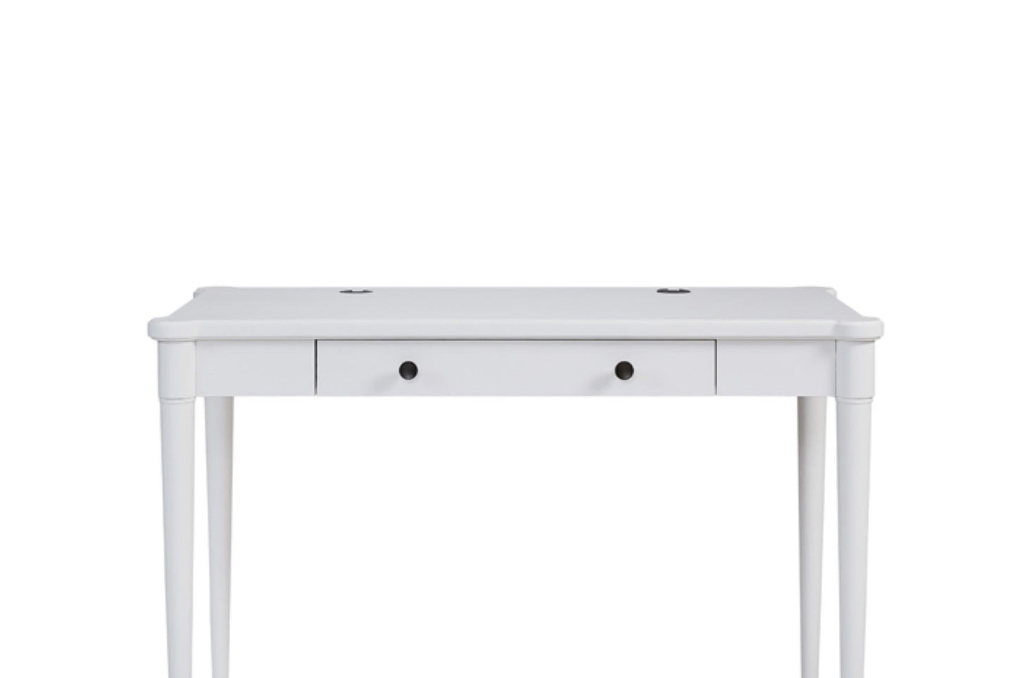White Solid Wood Desk - Flip-Down Storage Workspace