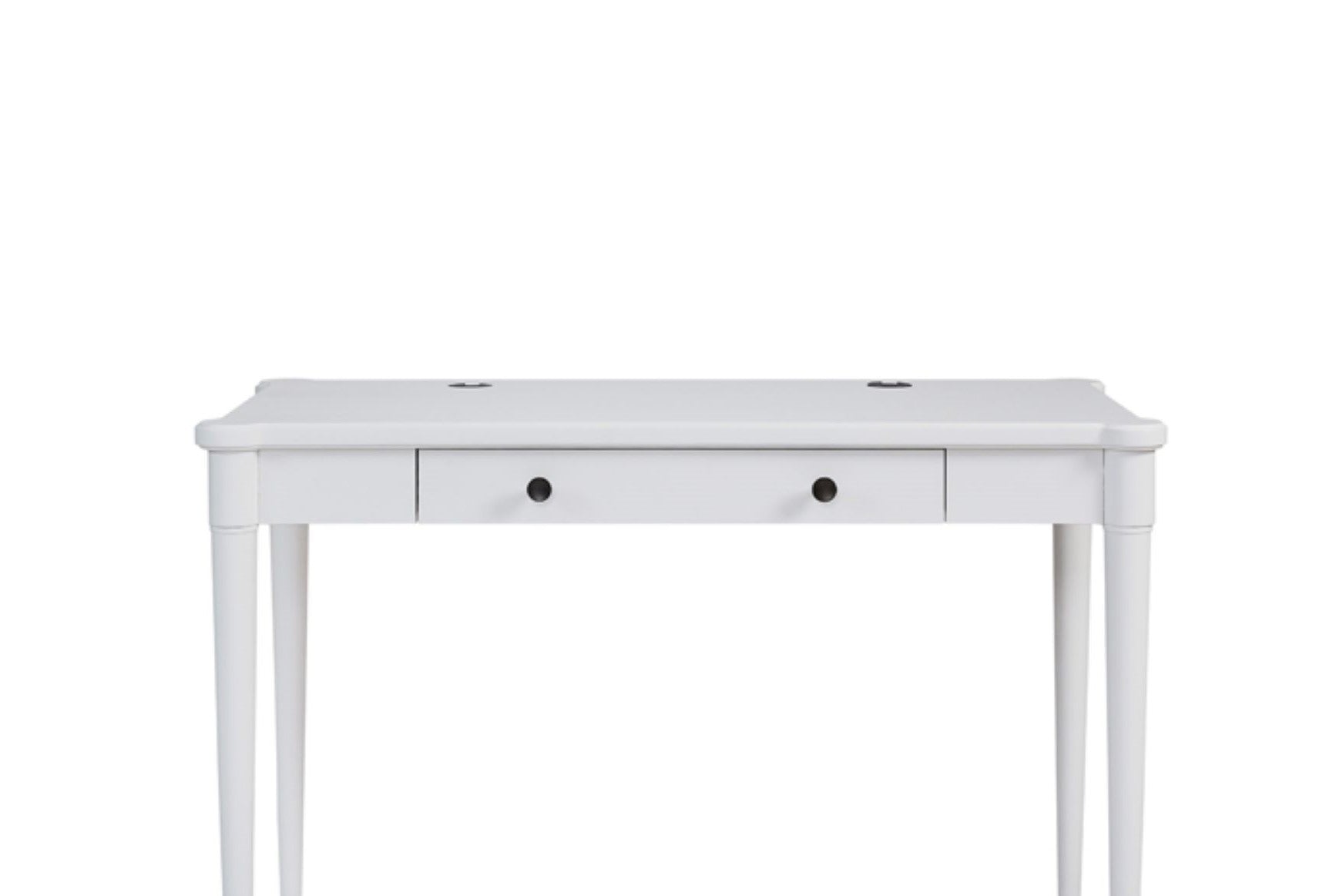White Solid Wood Desk - Flip-Down Storage Workspace