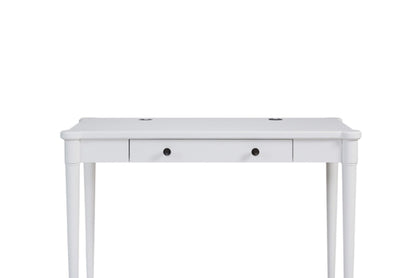 White Solid Wood Desk - Flip-Down Storage Workspace