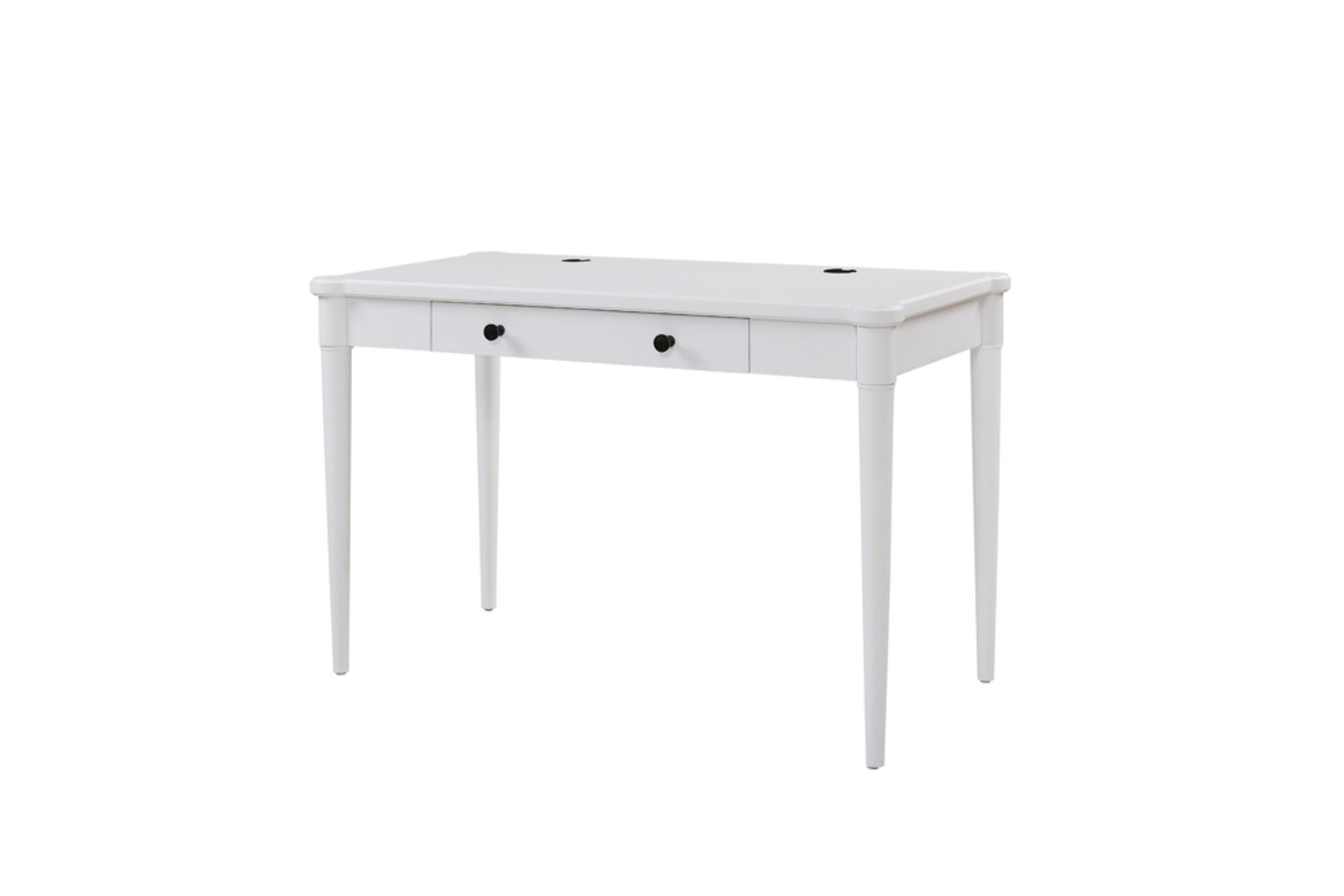 White Solid Wood Desk - Flip-Down Storage Workspace