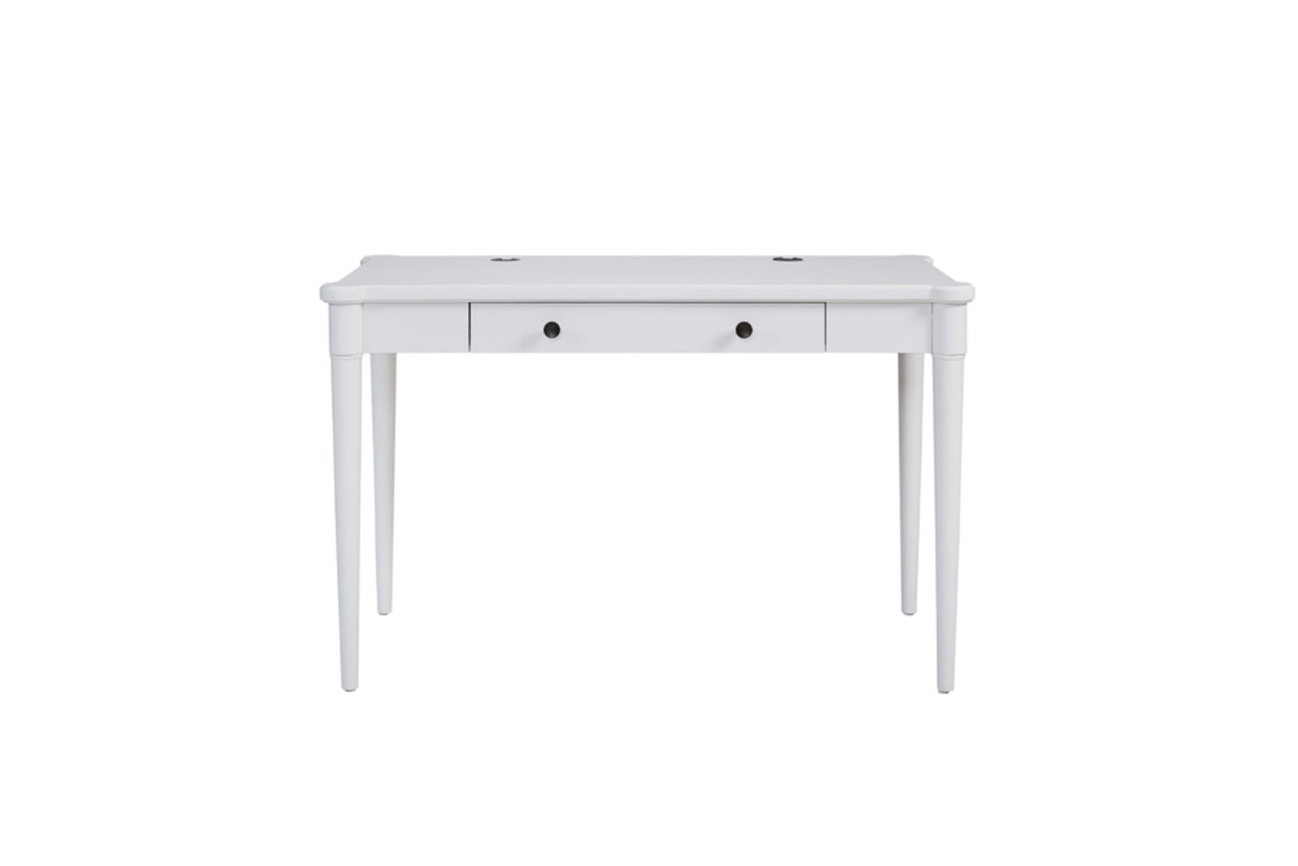 White Solid Wood Desk - Flip-Down Storage Workspace