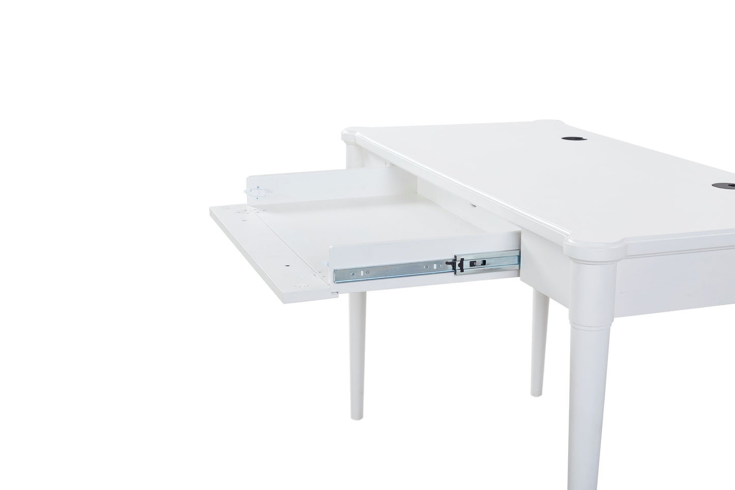 White Solid Wood Desk - Flip-Down Storage Workspace