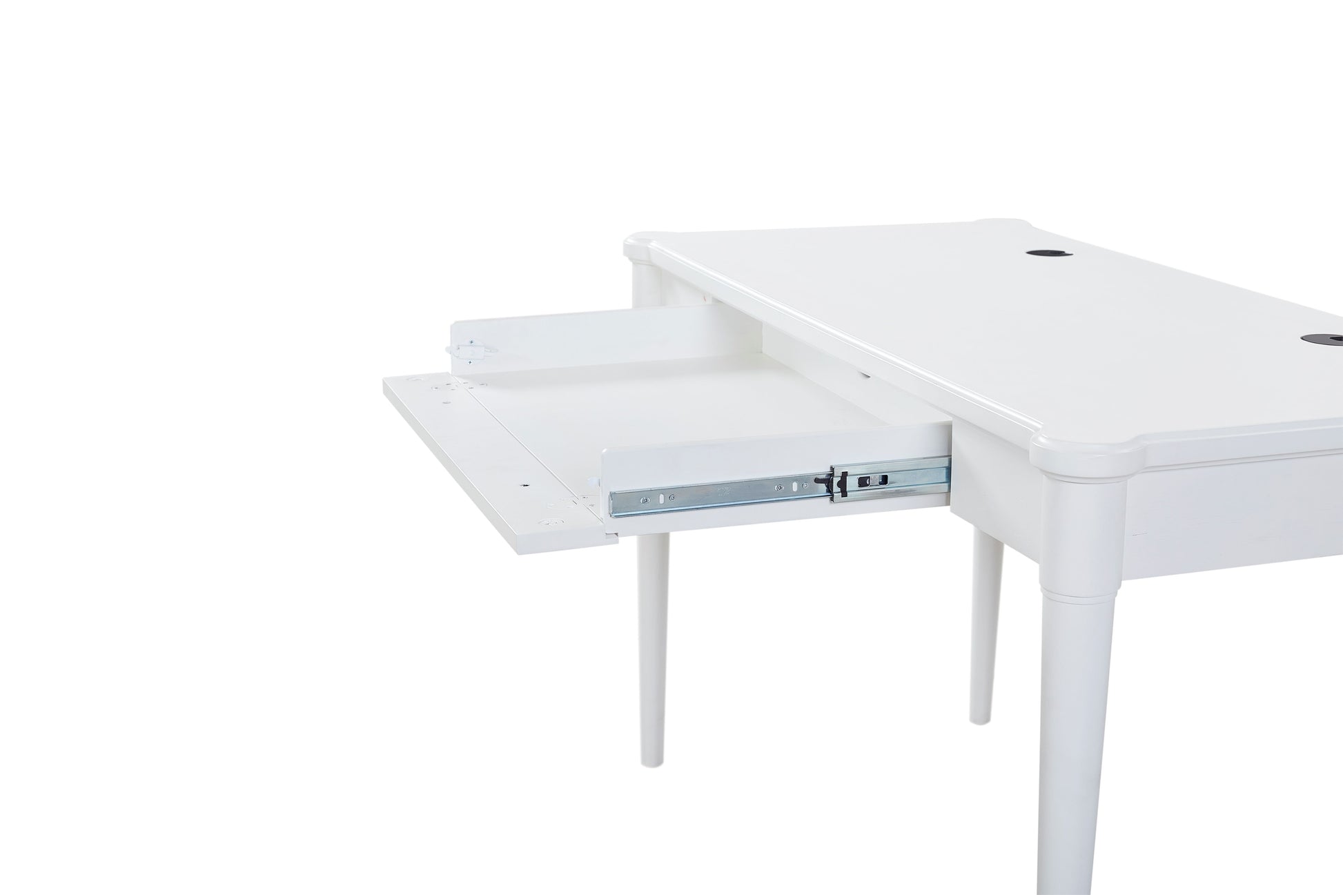 White Solid Wood Desk - Flip-Down Storage Workspace