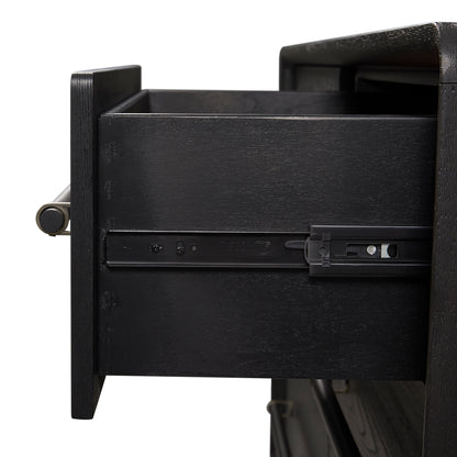 Black Solid Wood Dresser - 54" Wide for Bedroom