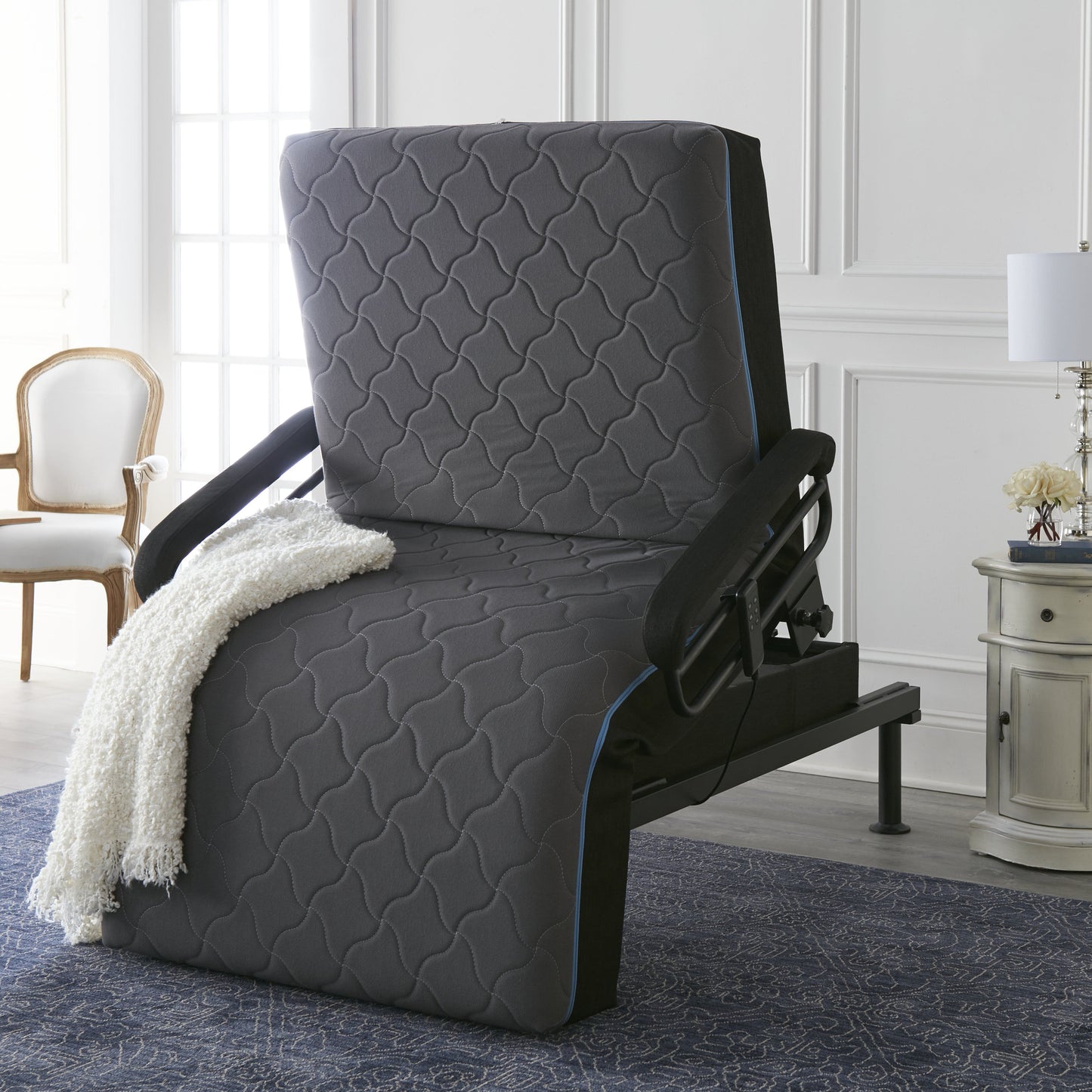 Twin Adjustable Sit to Stand Bed W/ Remote with Convenient Lift Twin
