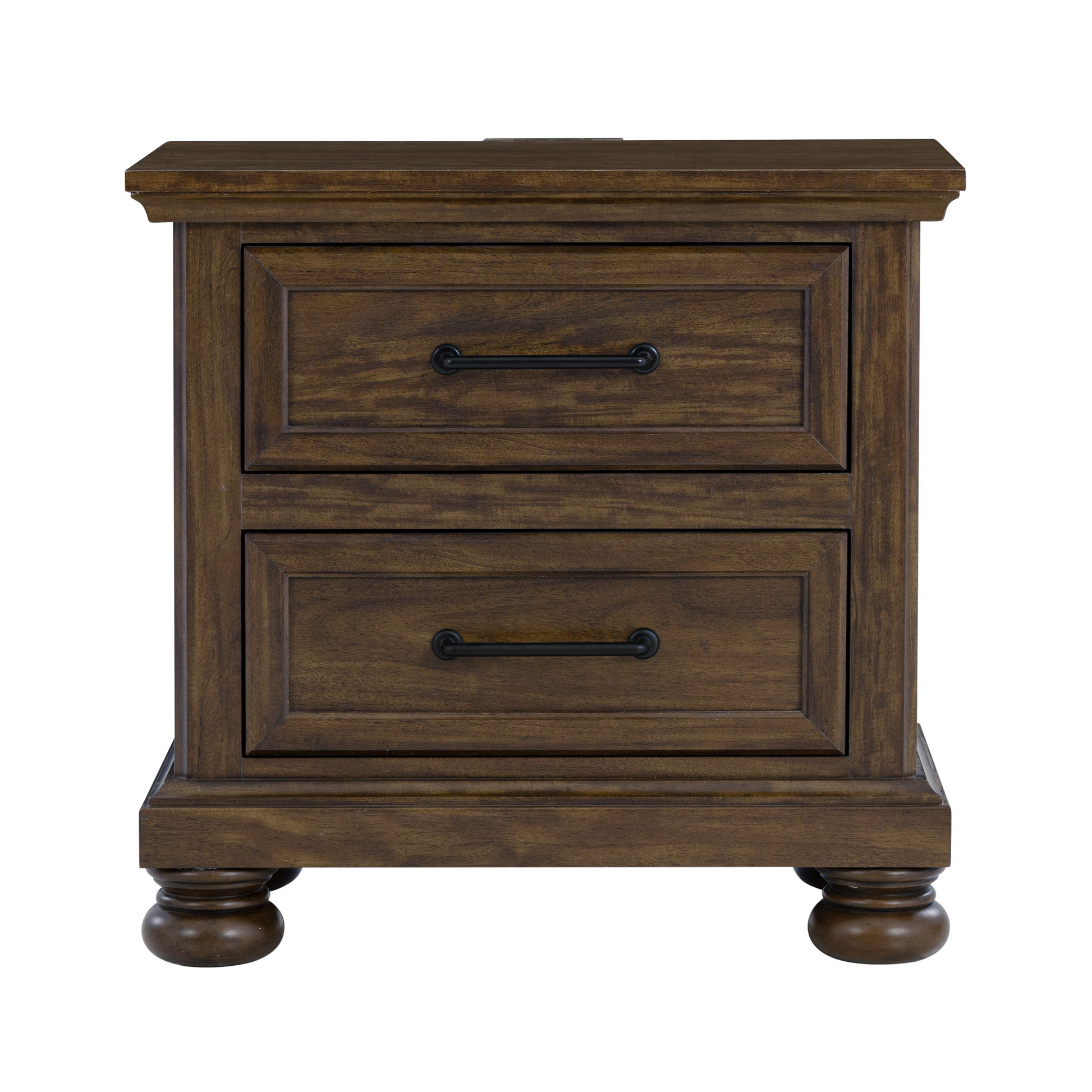 Brown 2-Drawer Nightstand with USB