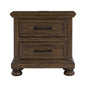 Brown 2-Drawer Nightstand with USB